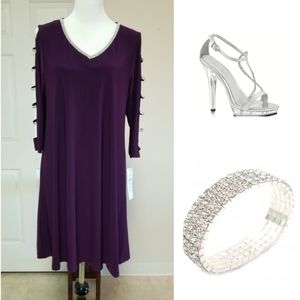 🆕️⬇️MSK Rhinestone Embellished Cutout Shift Dress